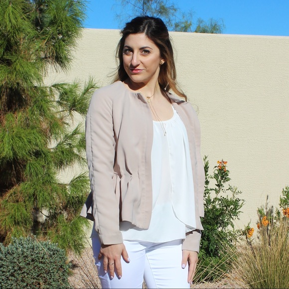 Beige Peplum Blazer - Picture 2 of 8